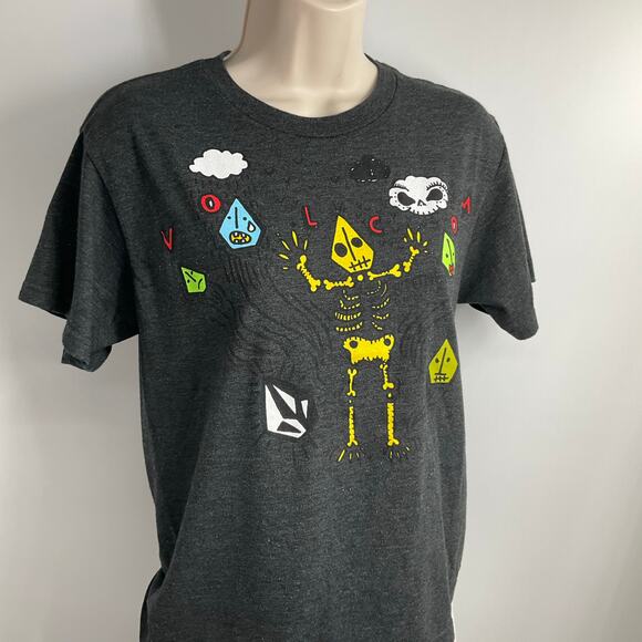 VOLCOM Womens Doodle Kite Skeleton Grunge Tshirt Medium - Picture 8 of 11